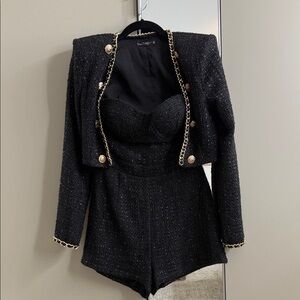 Elegant Black Blazer with Gold Accents